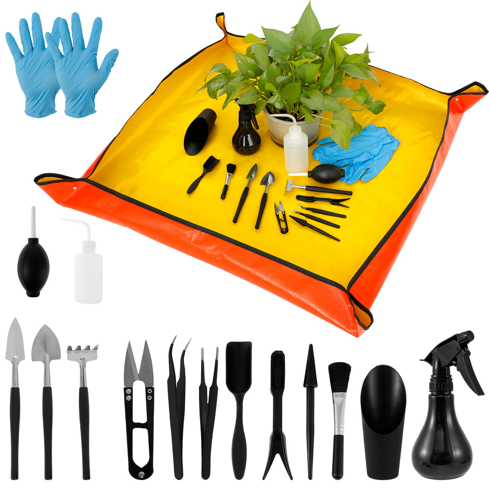 Bonsai Repotting Mat - 13/16 個ガーデン多肉植物ツールミニプランターキット植え替えマット付き屋内盆栽ミニチュア移植苗ツール