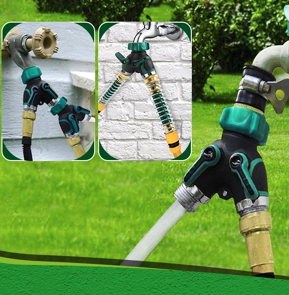 Gardena Hose Comfort - 2個入り 2方向ホーススプリッター Y字型バルブ 金属製 3/4インチコネクター 高耐久合金