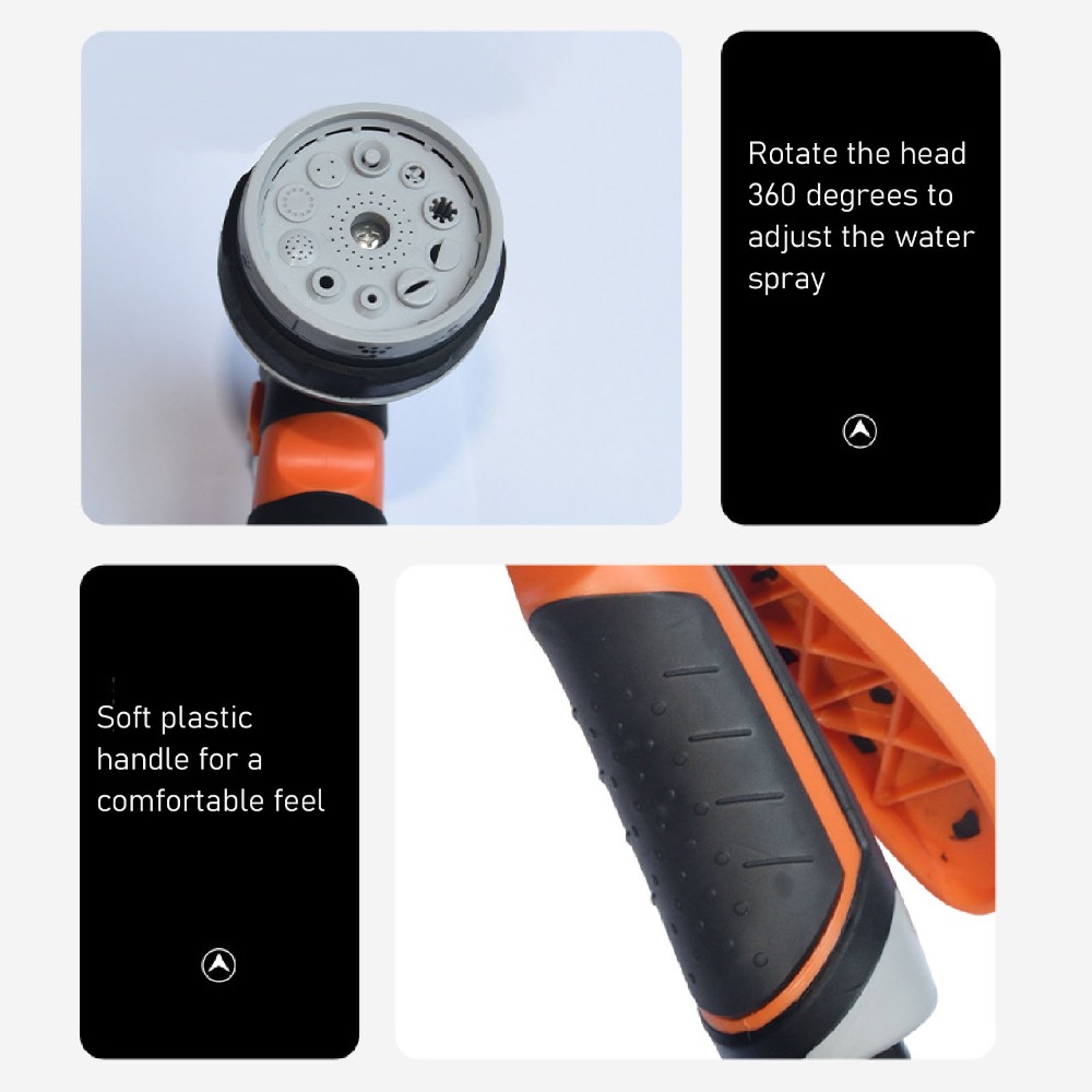 Gardena Hose Comfort - ABS、ゴム製ガーデンホースノズル、黒とオレンジの調整可能なホースノズルスプレーヤー、10モード、快適なハンドル、ハンドヘルドホースノズル