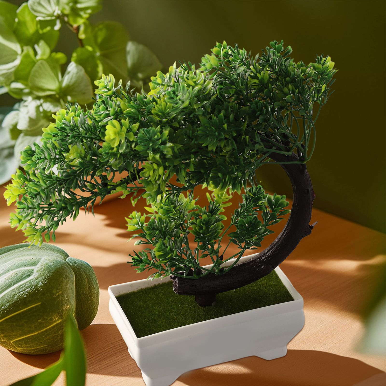 Bonsai Garden For Desk - プラスチック製の鉢植え盆栽の飾りは、屋内庭園スタイルの装飾に適しており、ナイトスタンド、コーヒーテーブル、玄関テーブル、学習机に置くのに最適です。