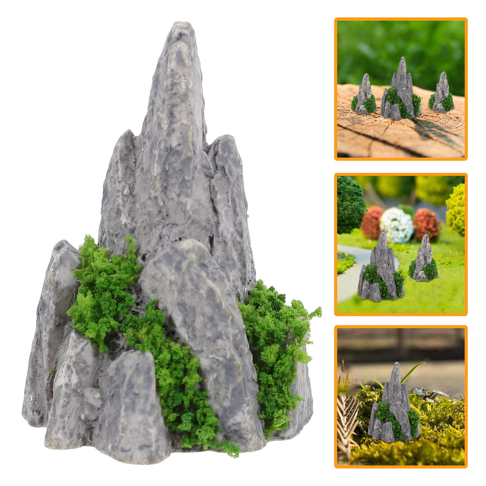 Bonsai Garden For Desk - 8個入りミニチュア樹脂製ロックガーデン装飾品、盆栽、サンドテーブル、マイクロランドスケープ、リビングルームの机、水槽、モスポット、室内庭園用