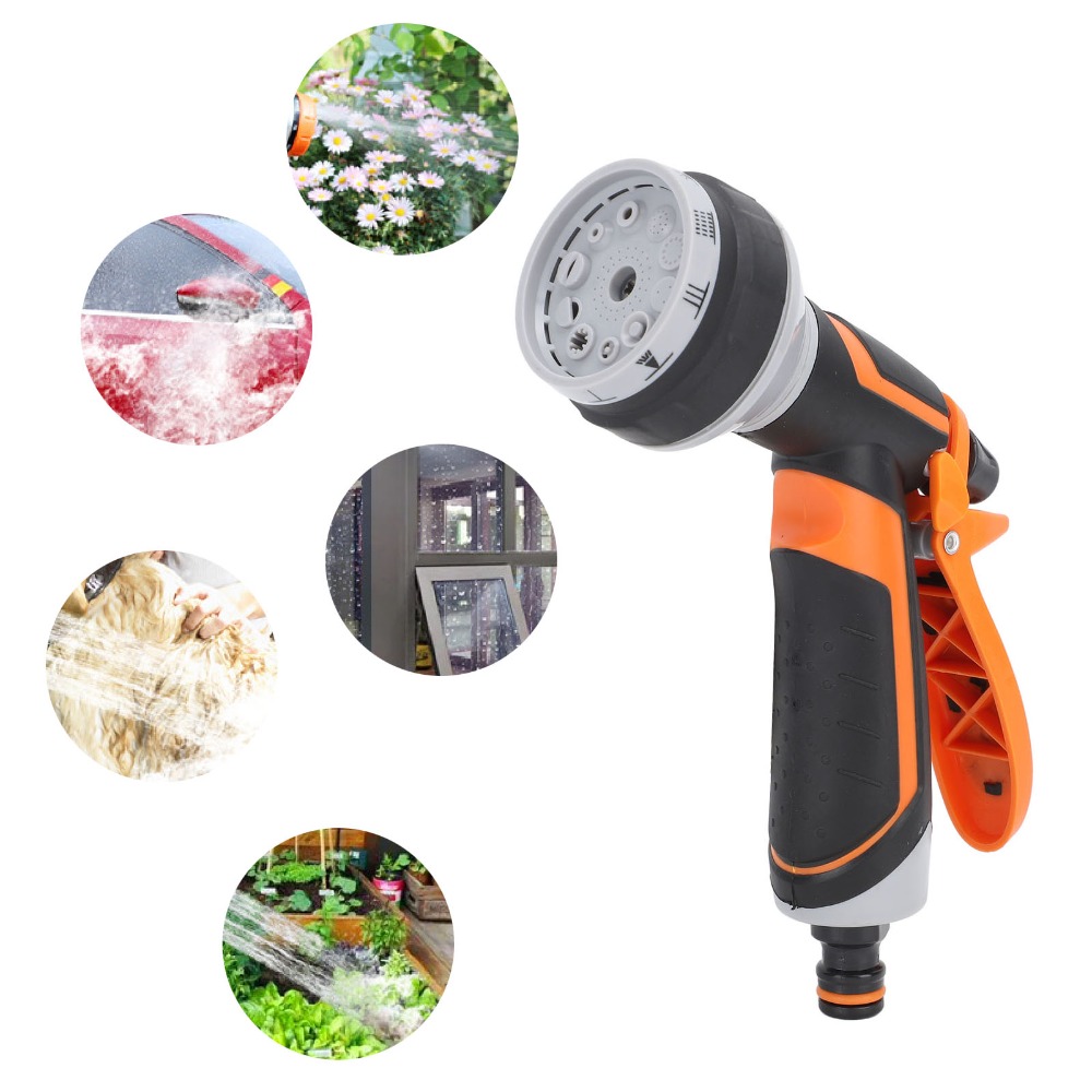 Gardena Hose Comfort - ABS、ゴム製ガーデンホースノズル、10種類の噴射モード、黒とオレンジの水噴射ノズル、快適なハンドル、調整可能なウォーターホーススプレーヤー