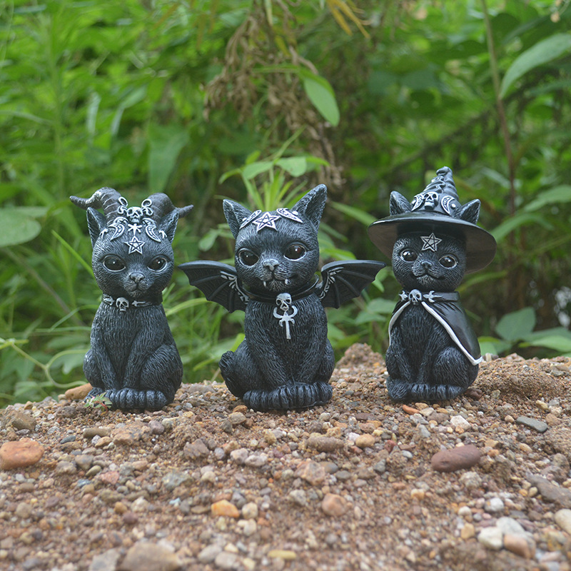 ハロウィン魔法猫樹脂工芸置物動物像ミニチュア家庭菜園盆栽装飾 - Bonsai Garden For Desk のレビューと価格