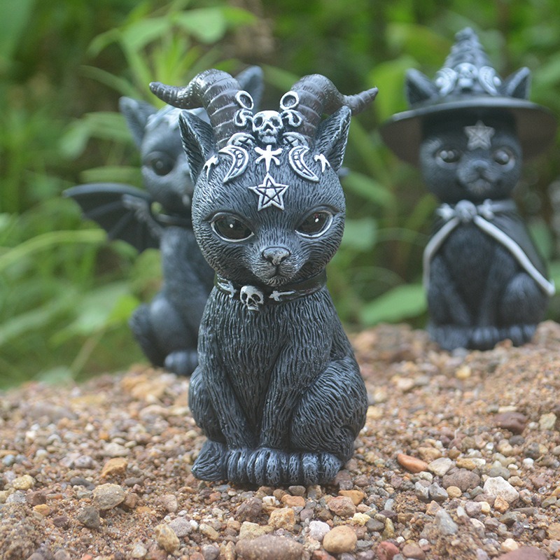 ハロウィン魔法猫樹脂工芸置物動物像ミニチュア家庭菜園盆栽装飾 - Bonsai Garden For Desk のレビューと価格