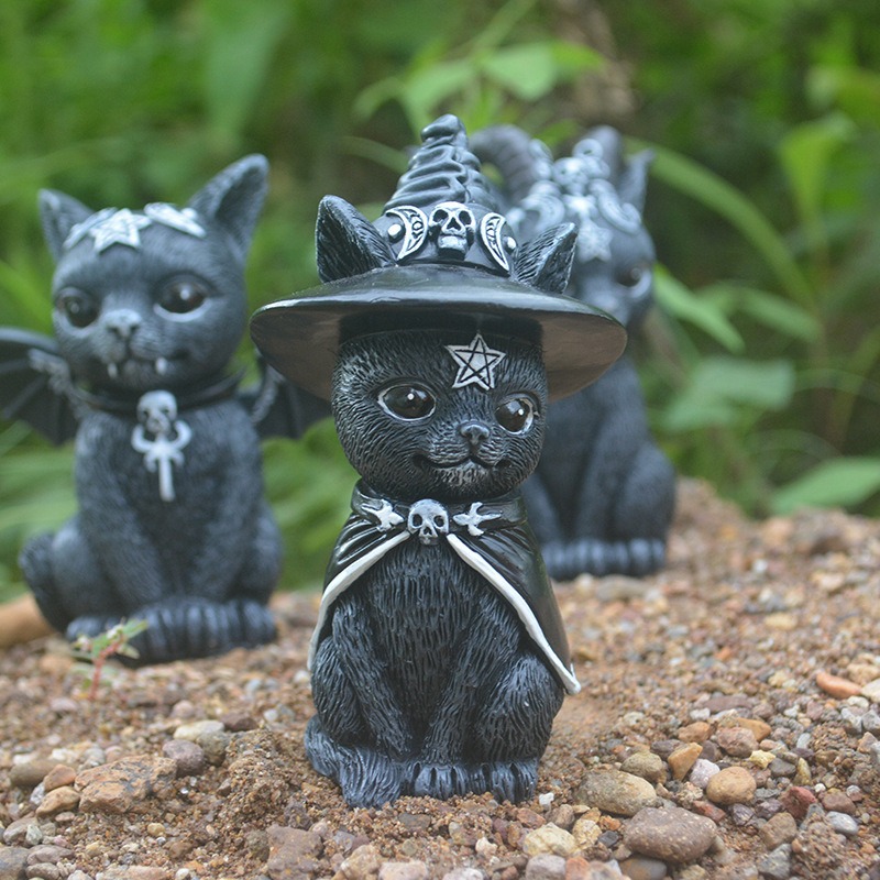 ハロウィン魔法猫樹脂工芸置物動物像ミニチュア家庭菜園盆栽装飾 - Bonsai Garden For Desk のレビューと価格