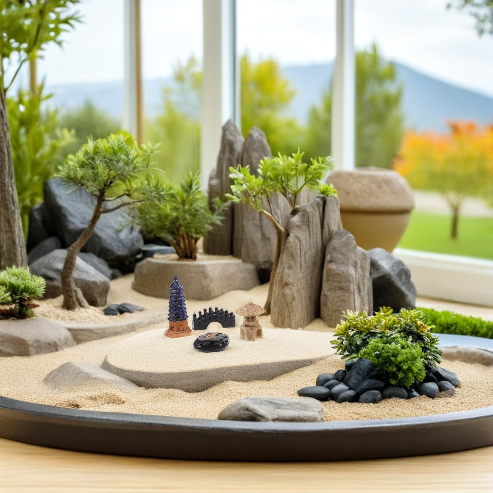 4個セット ミニ日本塔像セット 樹脂製禅庭飾り テーブルトッ - Bonsai Garden For Desk のレビューと価格