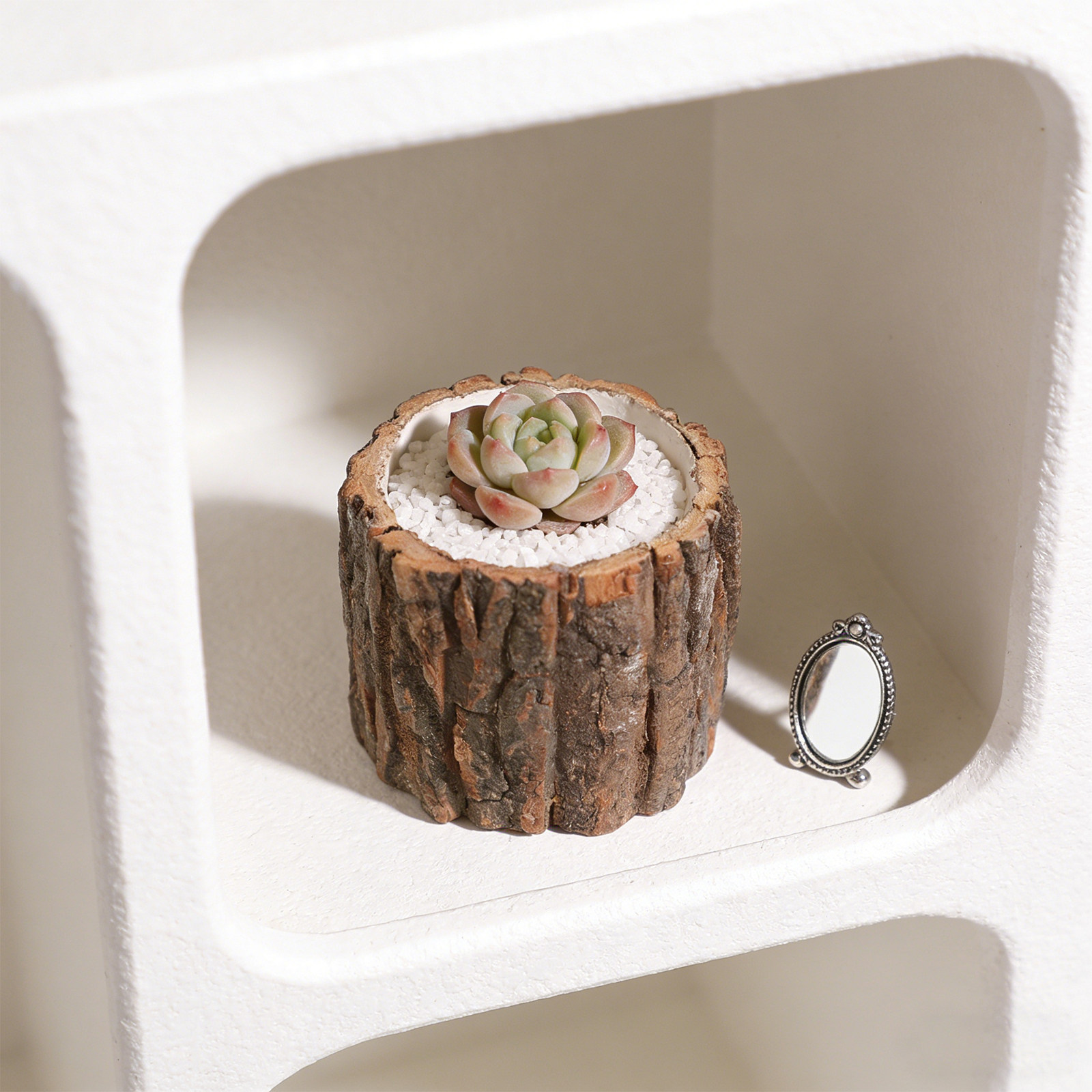 模造木製の切り株型フラワーポット、ミニレトロプランター、多肉 - Bonsai Garden For Desk のレビューと価格