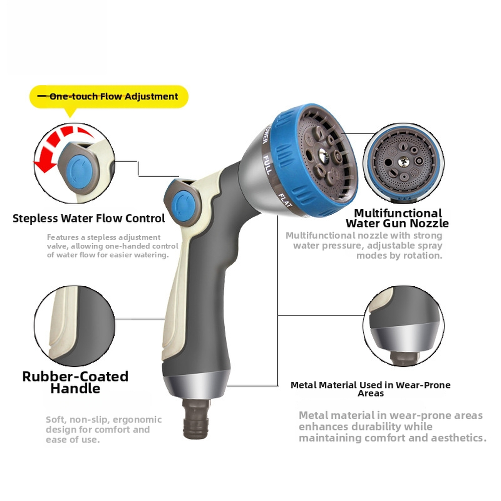 8種類の噴射タイプと快適な親指操作を備えた、高流量性能向けに - Gardena Hose Comfort のレビューと価格